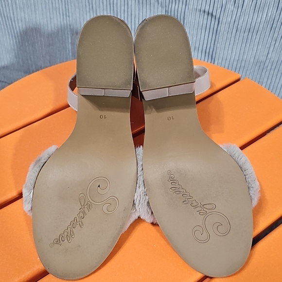 Seychelles Women Leather Faux Fur Block Heel Ankle Strap Sandal Size 10 Flawed - Picture 9 of 12
